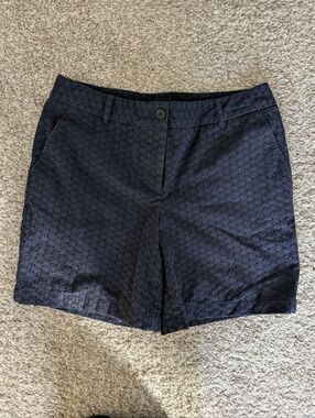 Talbots Women’s Eyelet Cotton Blend Shorts - Navy Size 8, Preppy Coastal